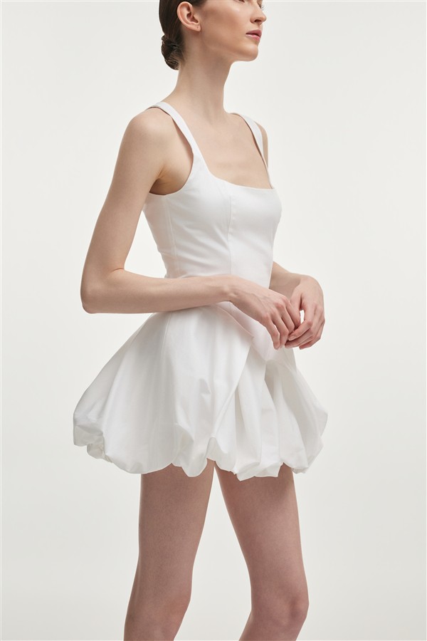 NR HIBISCUS BUBBLE MINI DRESS WHITE
