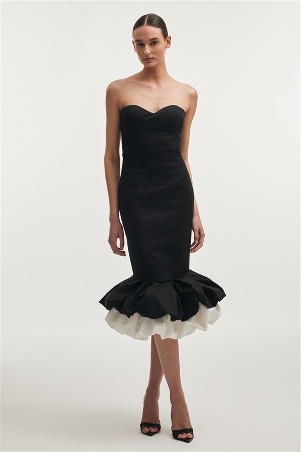 NR HIBISCUS COCTAIL DRESS BLACK/WHITE