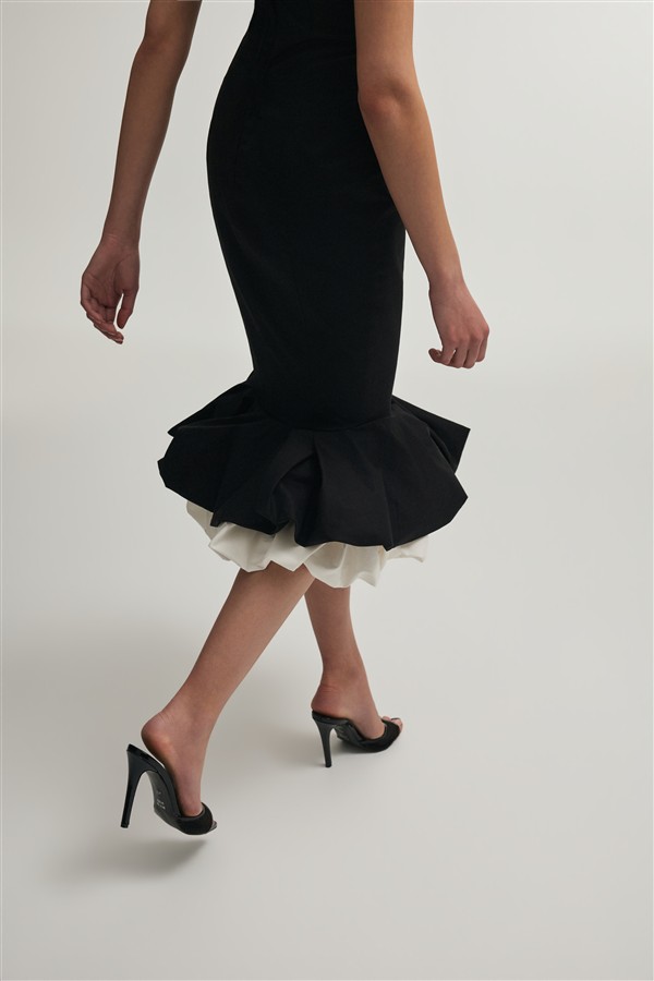 NR HIBISCUS COCTAIL DRESS BLACK/WHITE