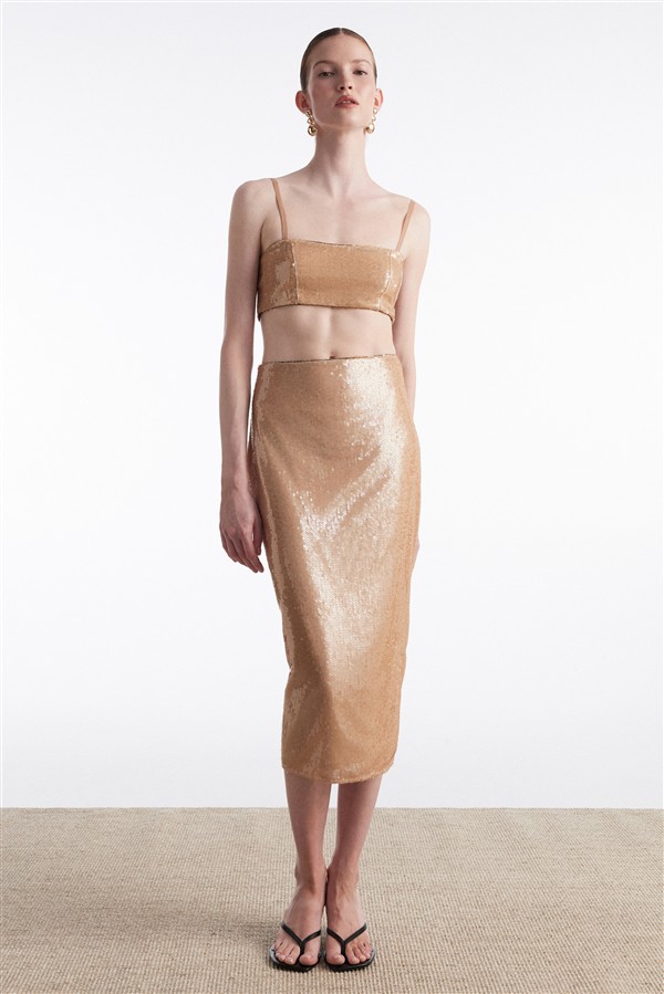 NR HOT SUN MIDI SKIRT SAND