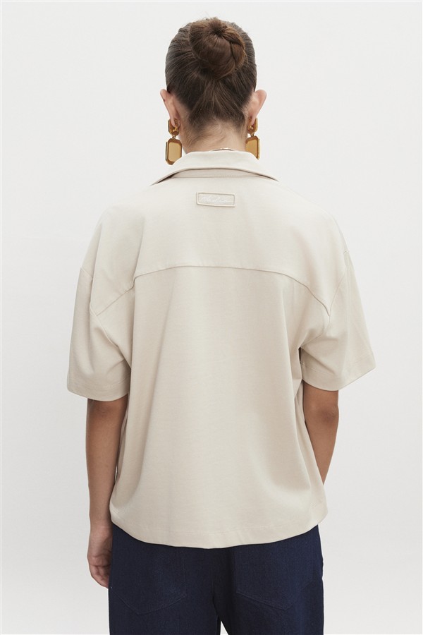 NR JAZZ POLO BLOUSE M/W BEIGE