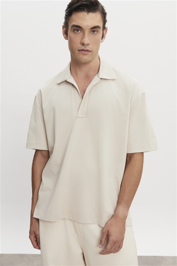 NR JAZZ POLO BLOUSE M/W BEIGE