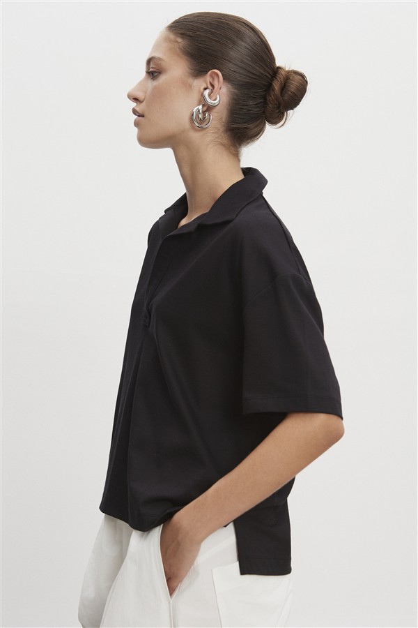 NR JAZZ POLO BLOUSE M/W BLACK