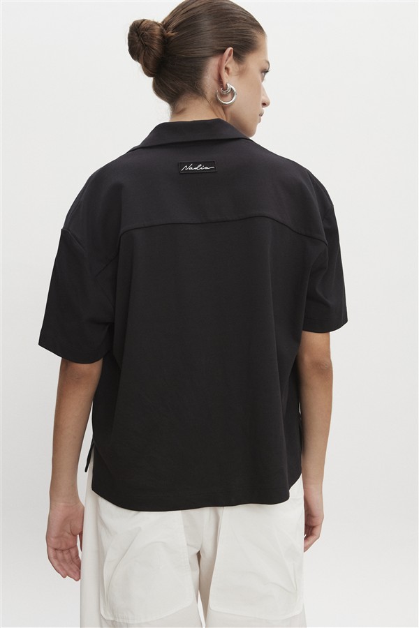 NR JAZZ POLO BLOUSE M/W BLACK