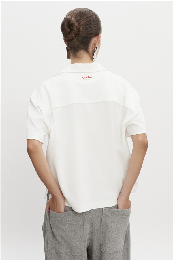NR JAZZ POLO BLOUSE M/W OFF WHITE
