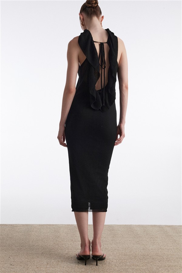 NR KNITTED MIDI DRESS BLACK