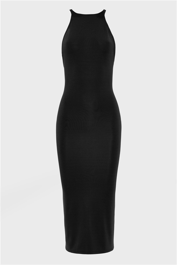 NR KNITTED MIDI DRESS BLACK