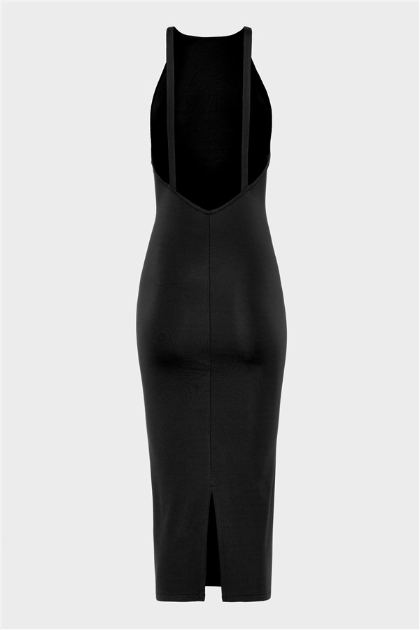 NR KNITTED MIDI DRESS BLACK
