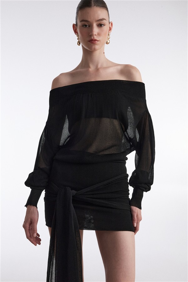 NR KNITTED MINI DRESS BLACK