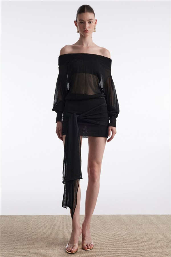 NR KNITTED MINI DRESS BLACK