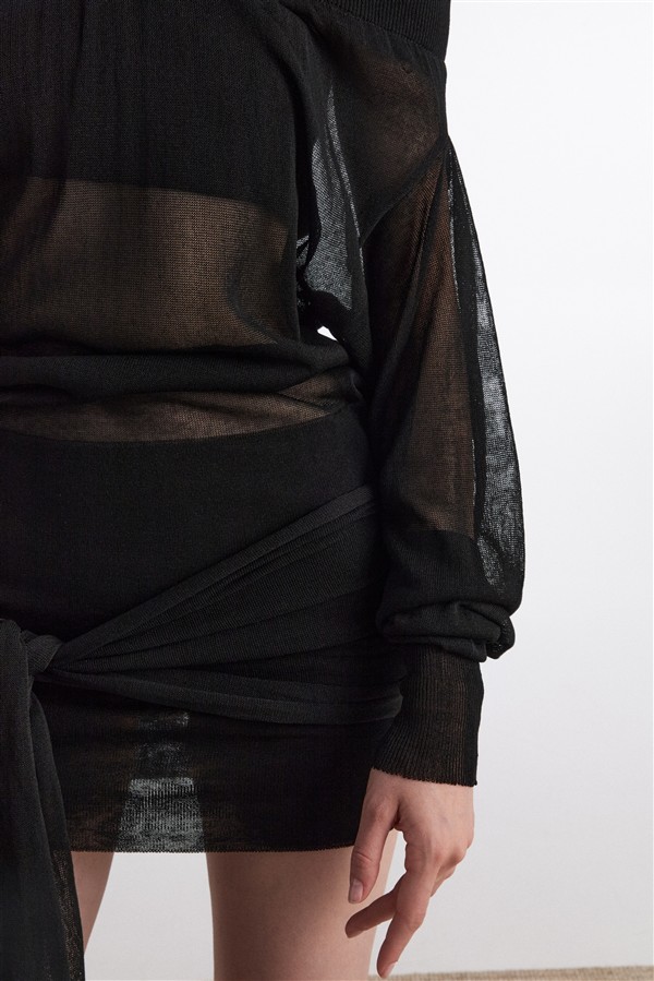 NR KNITTED MINI DRESS BLACK