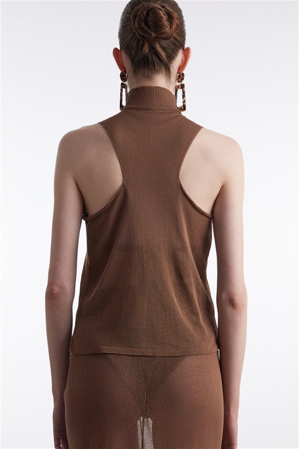 NR KNITTED TOP BROWN