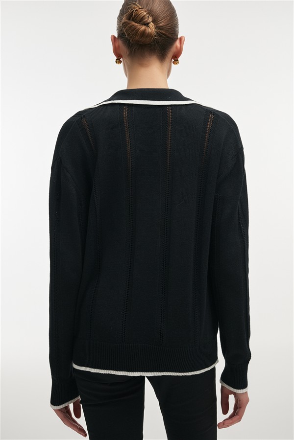 NR LAUREN KNITTED BLOUSE BLACK/WHITE