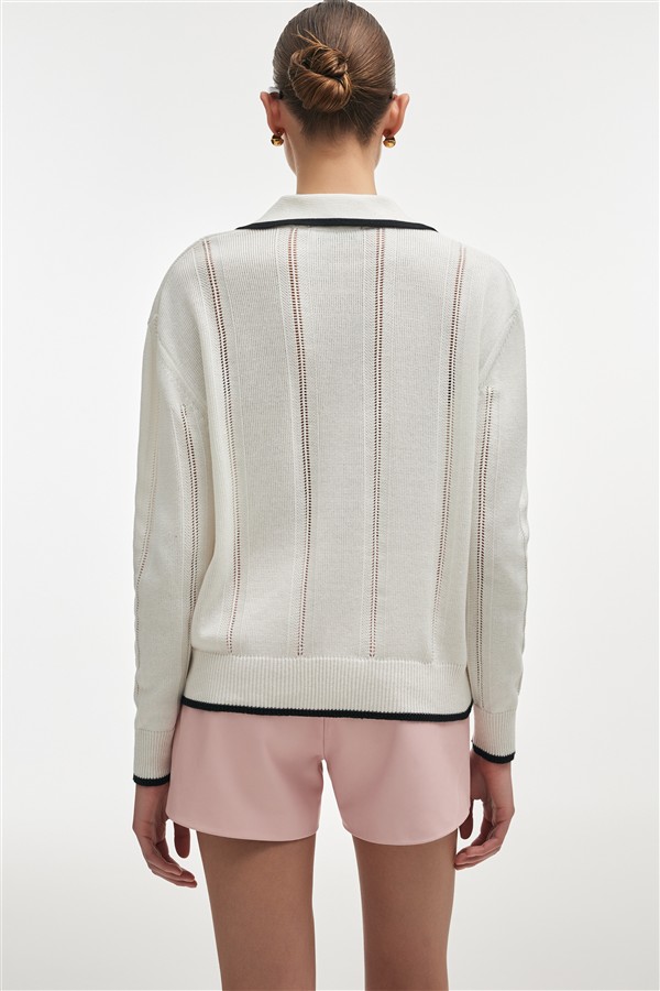 NR LAUREN KNITTED BLOUSE WHITE/BLACK