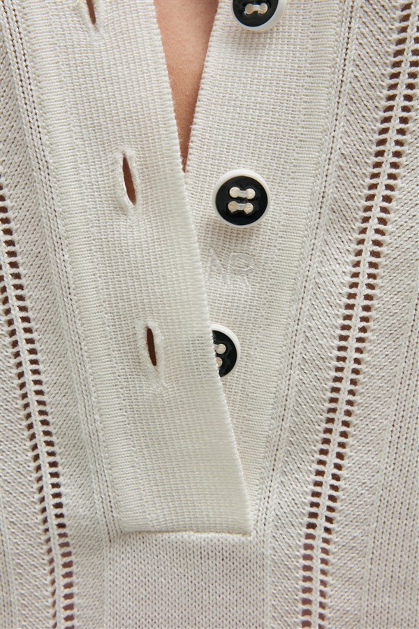 NR LAUREN KNITTED BLOUSE WHITE/BLACK