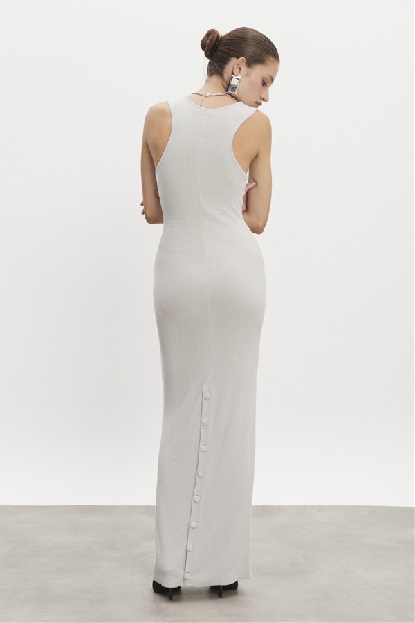 NR MAGNETIC KNITTED MAXI DRESS GREY