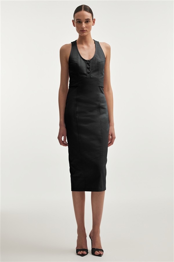 NR MUSE MIDI DRESS BLACK