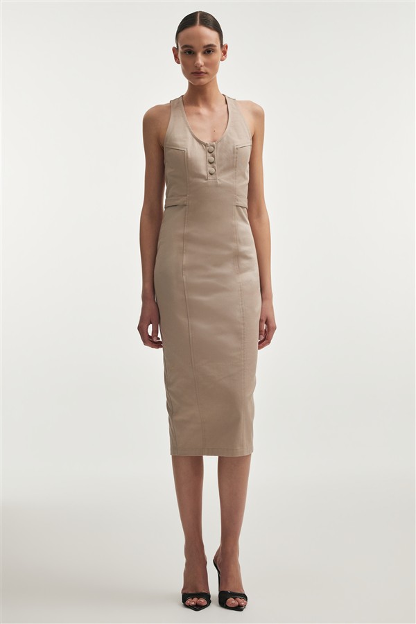 NR MUSE MIDI DRESS GREIGE