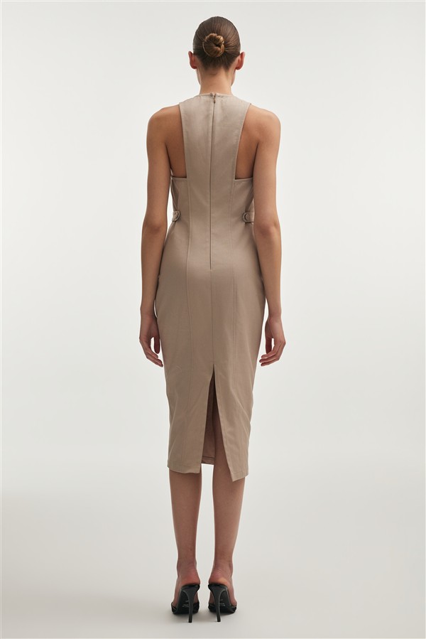 NR MUSE MIDI DRESS GREIGE