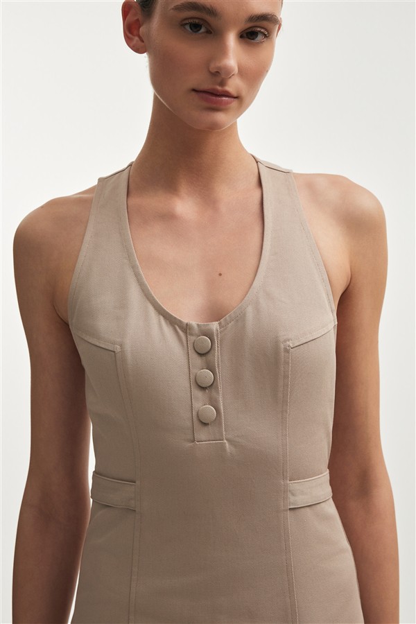 NR MUSE MIDI DRESS GREIGE