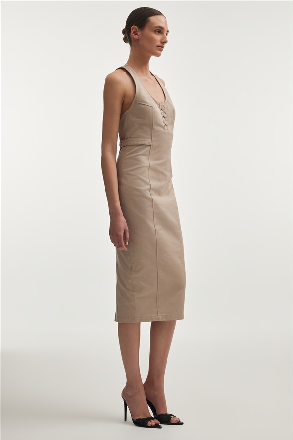 NR MUSE MIDI DRESS GREIGE