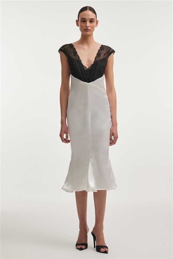 NR NAIA MIDI DRESS WHITE