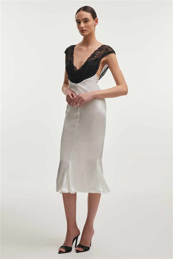 NR NAIA MIDI DRESS WHITE