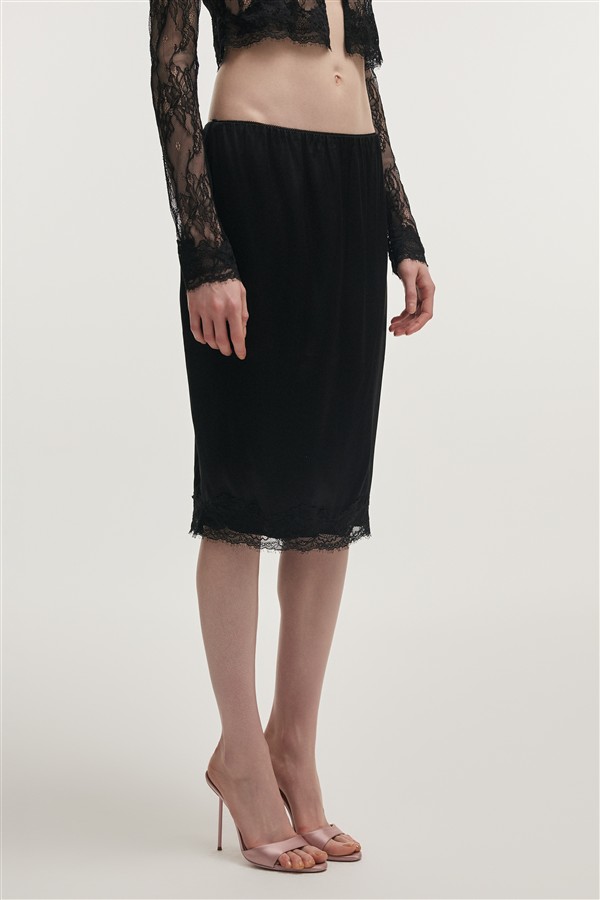NR NAIA MIDI SKIRT BLACK