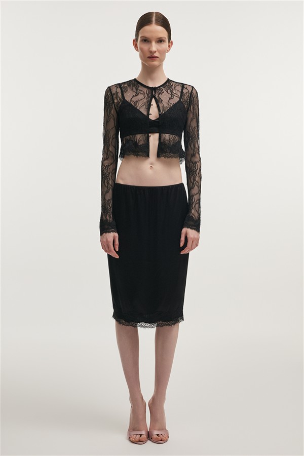 NR NAIA MIDI SKIRT BLACK