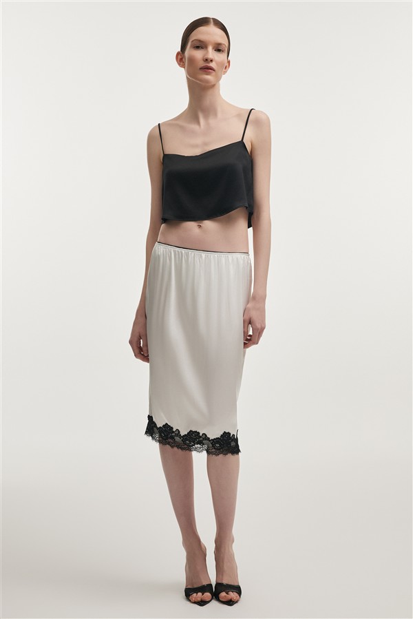 NR NAIA MIDI SKIRT WHITE