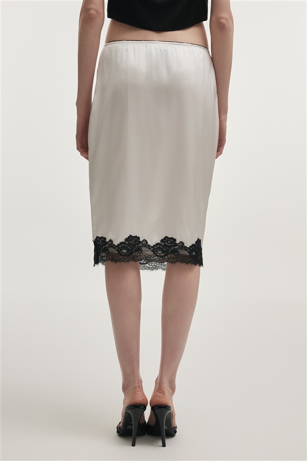 NR NAIA MIDI SKIRT WHITE