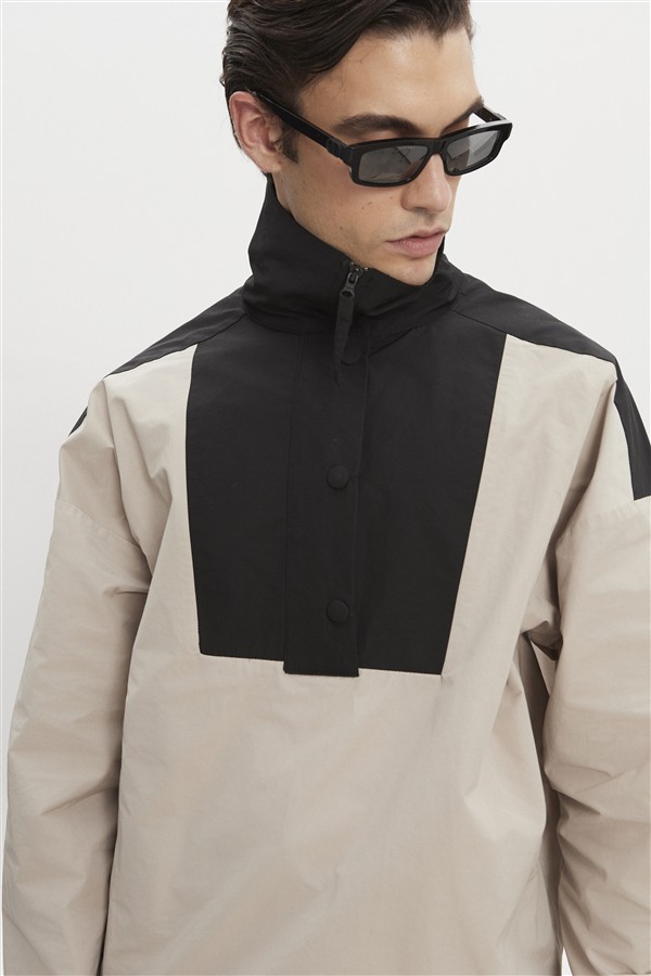 NR PAOLO WIND ANORAK MAN GREIGE- BLACK