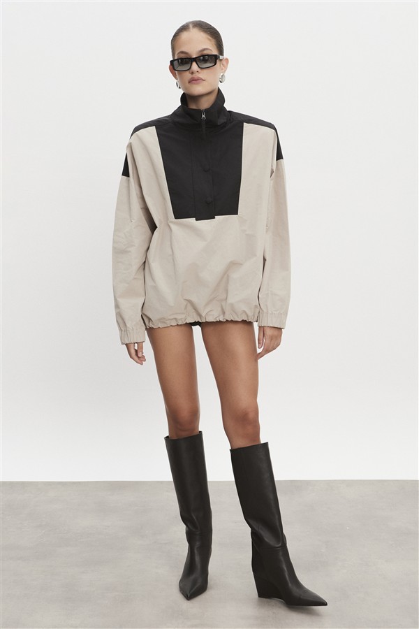 NR PAOLO WIND ANORAK WOMAN GREIGE-BLACK