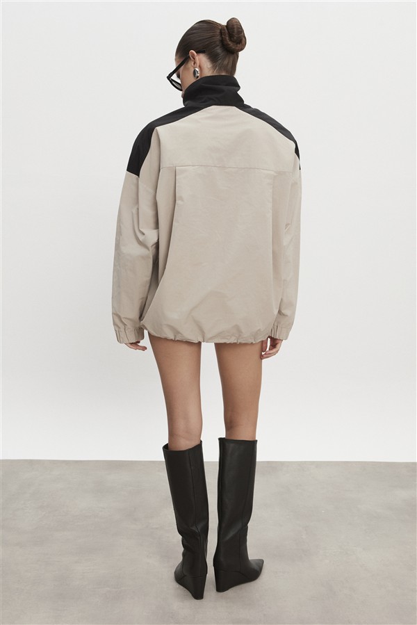 NR PAOLO WIND ANORAK WOMAN GREIGE-BLACK