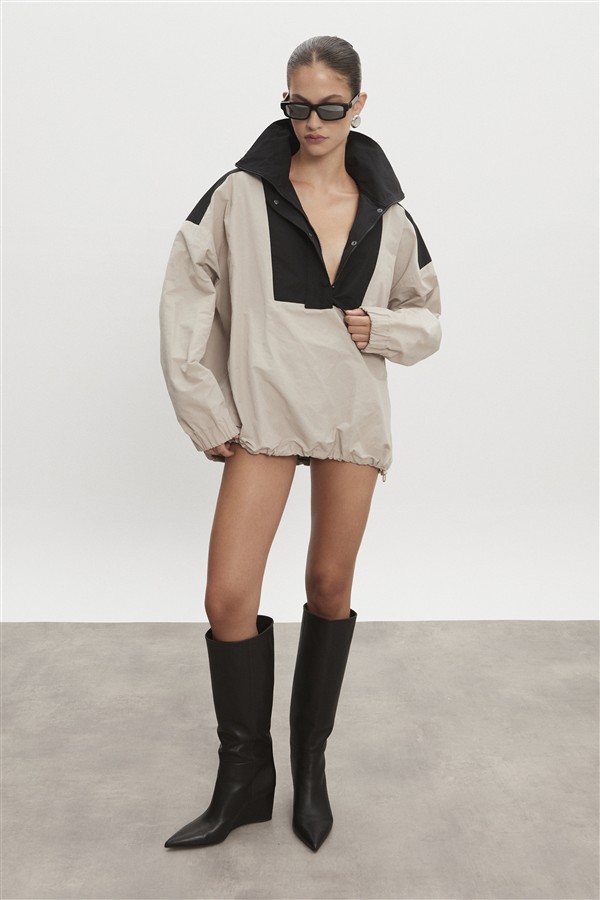 NR PAOLO WIND ANORAK WOMAN GREIGE-BLACK
