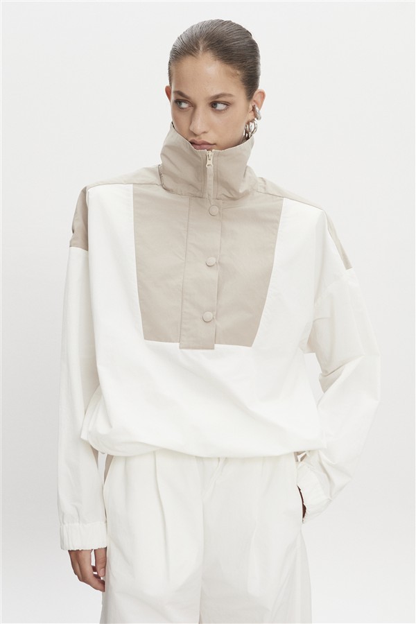 NR PAOLO WIND ANORAK WOMAN WHITE-GREIGE