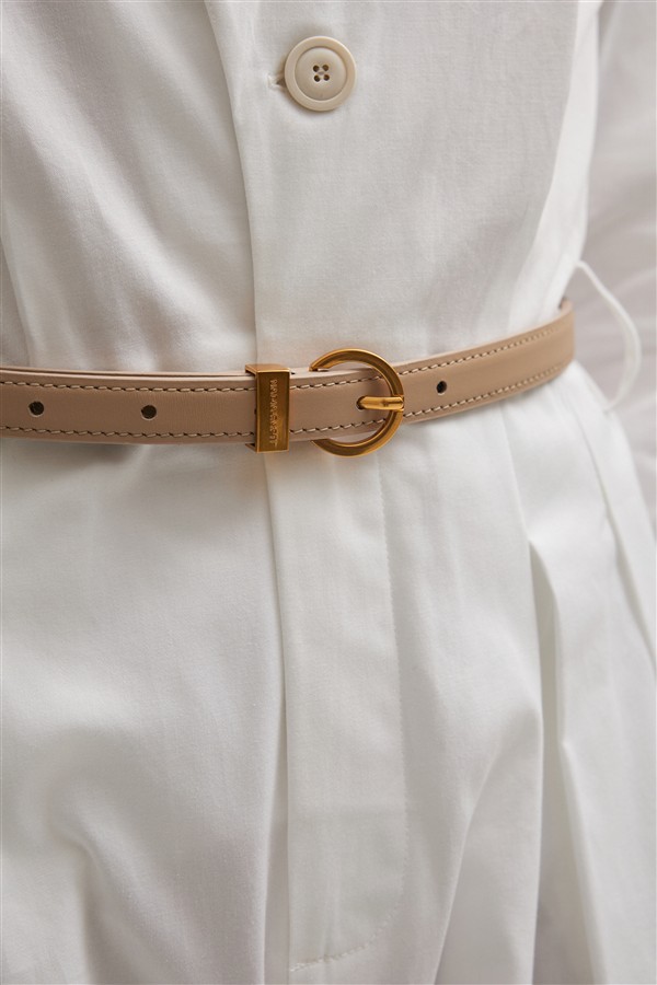 NR ROCKY LEATHER BELT BEIGE