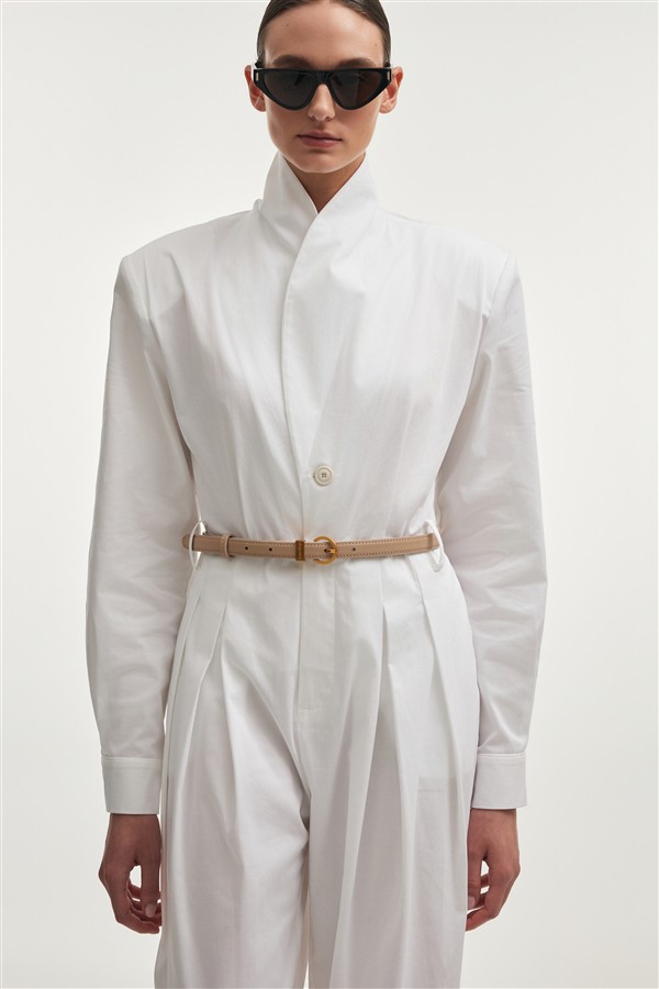 NR ROCKY LEATHER BELT BEIGE