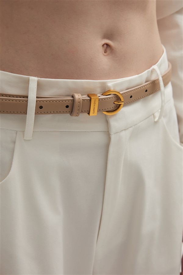 NR ROCKY LEATHER BELT BEIGE