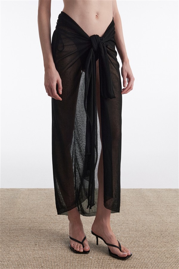NR SARONG KNITTED PAREO BLACK