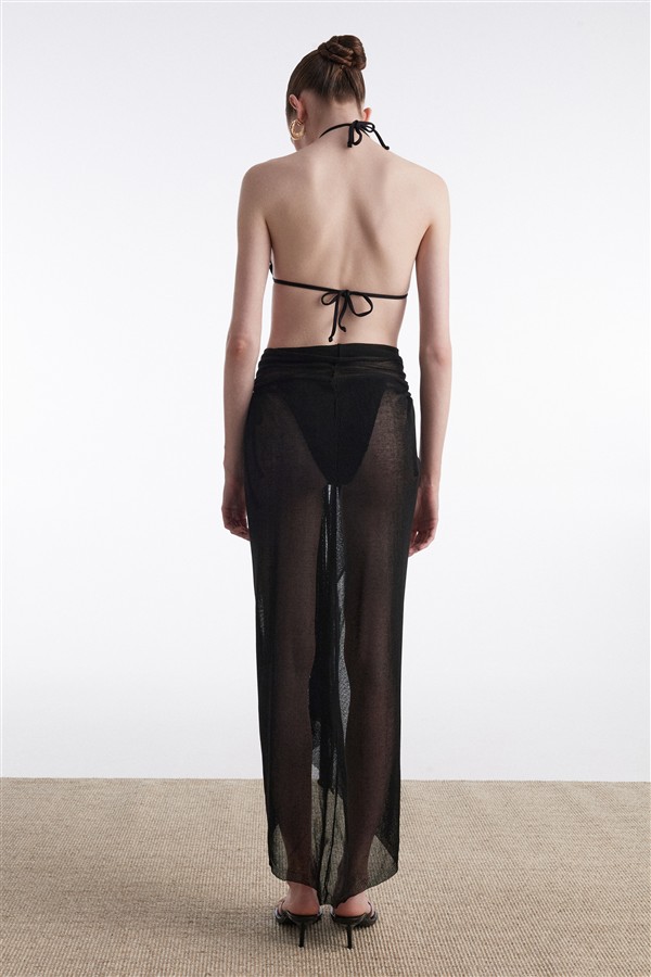 NR SARONG KNITTED PAREO BLACK