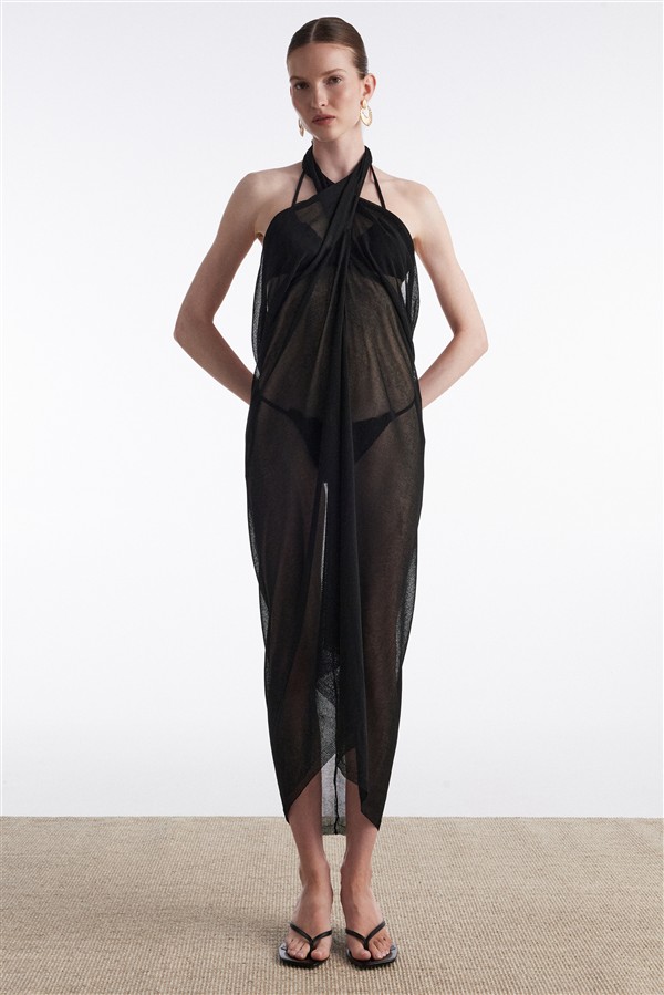 NR SARONG KNITTED PAREO BLACK