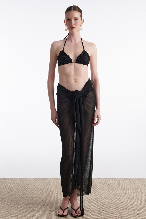 NR SARONG KNITTED PAREO BLACK