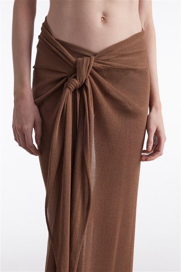 NR SARONG KNITTED PAREO BROWN