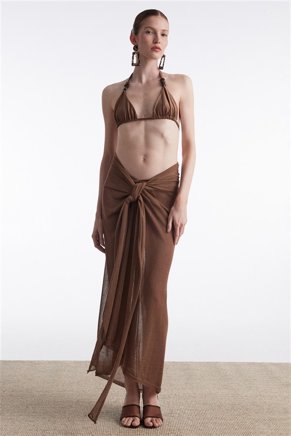 NR SARONG KNITTED PAREO BROWN