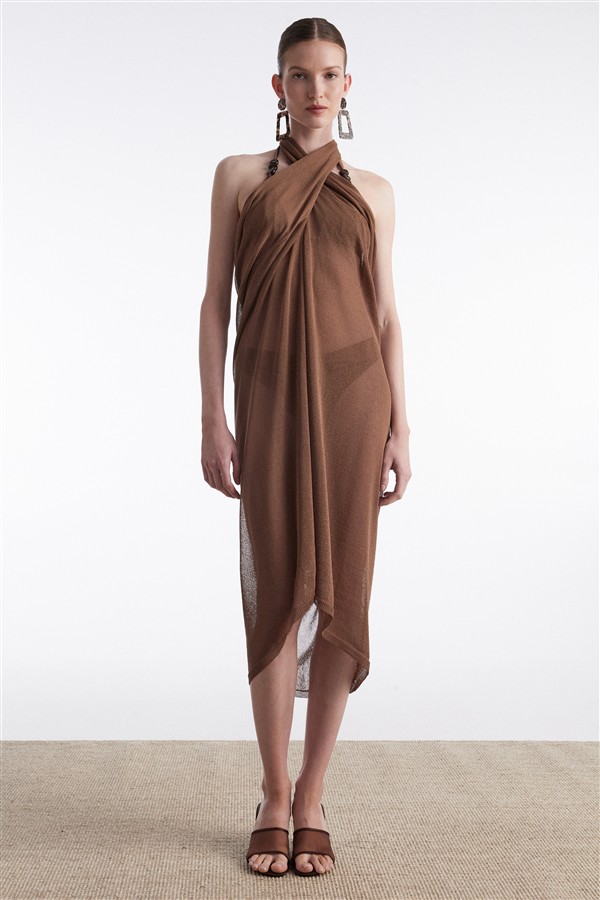 NR SARONG KNITTED PAREO BROWN