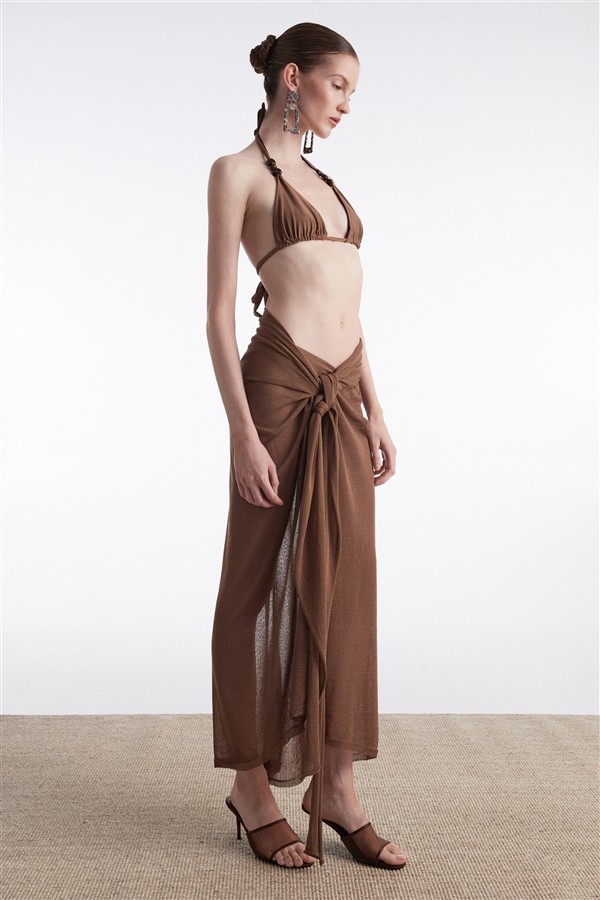 NR SARONG KNITTED PAREO BROWN