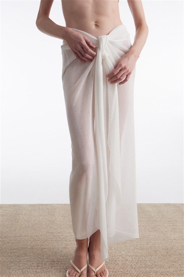 NR SARONG KNITTED PAREO WHITE