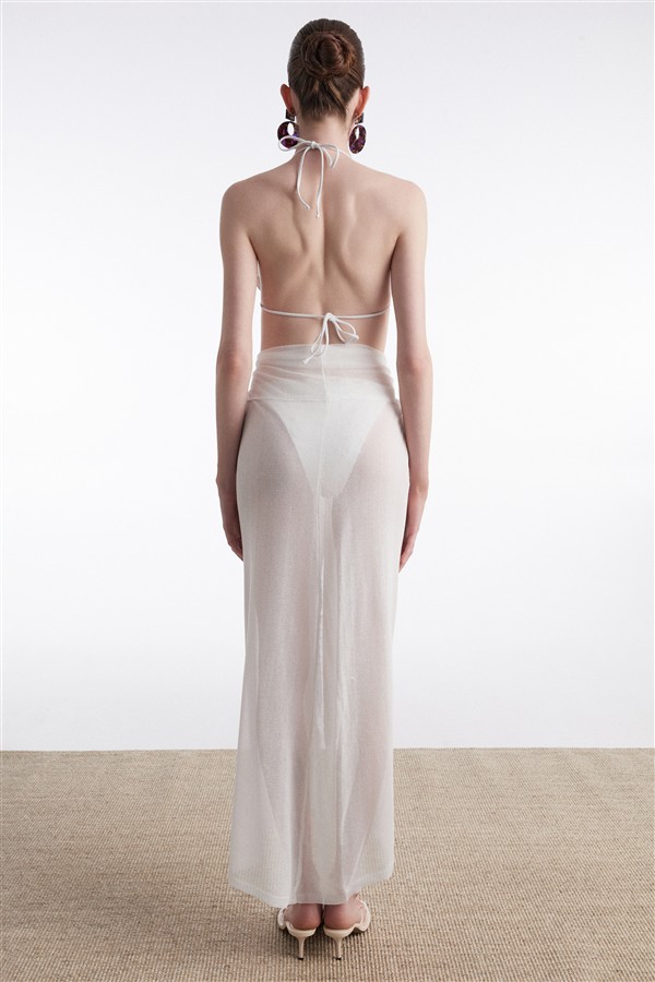 NR SARONG KNITTED PAREO WHITE
