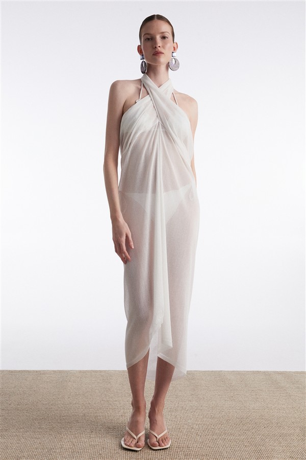 NR SARONG KNITTED PAREO WHITE